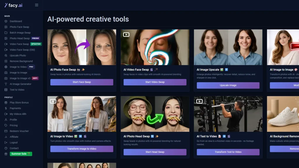 Facy AI Home Page