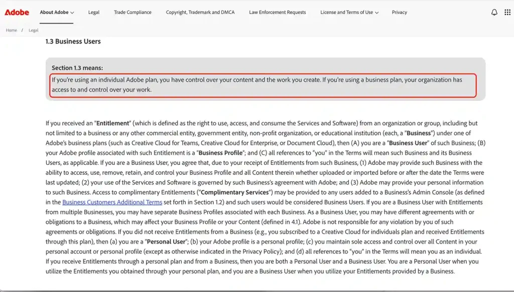 Adobe's usage rights