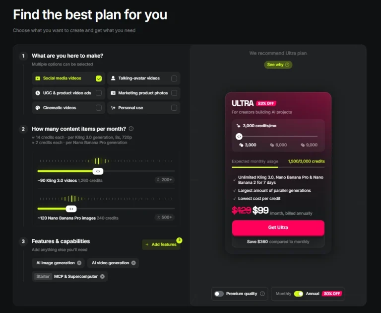 Custom Pricing Strategy on Higgsfield