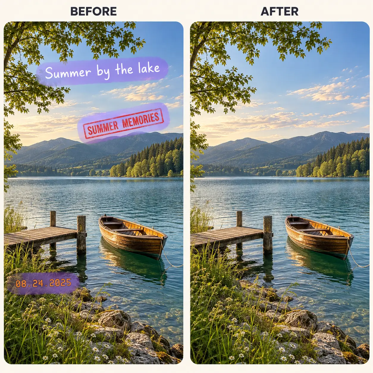Clean Up Captions, Dates, and Stamps with AI Object Remover